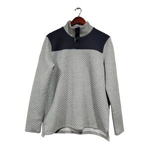 Zyia Active Men's Red Cayon Quilted Pullover Sweatshirt Navy Gray Button Sz M